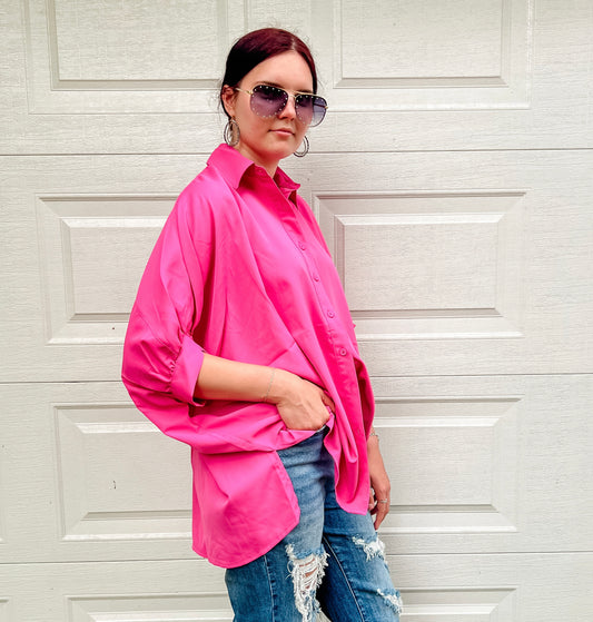 Paris Pink Oversized Blouse