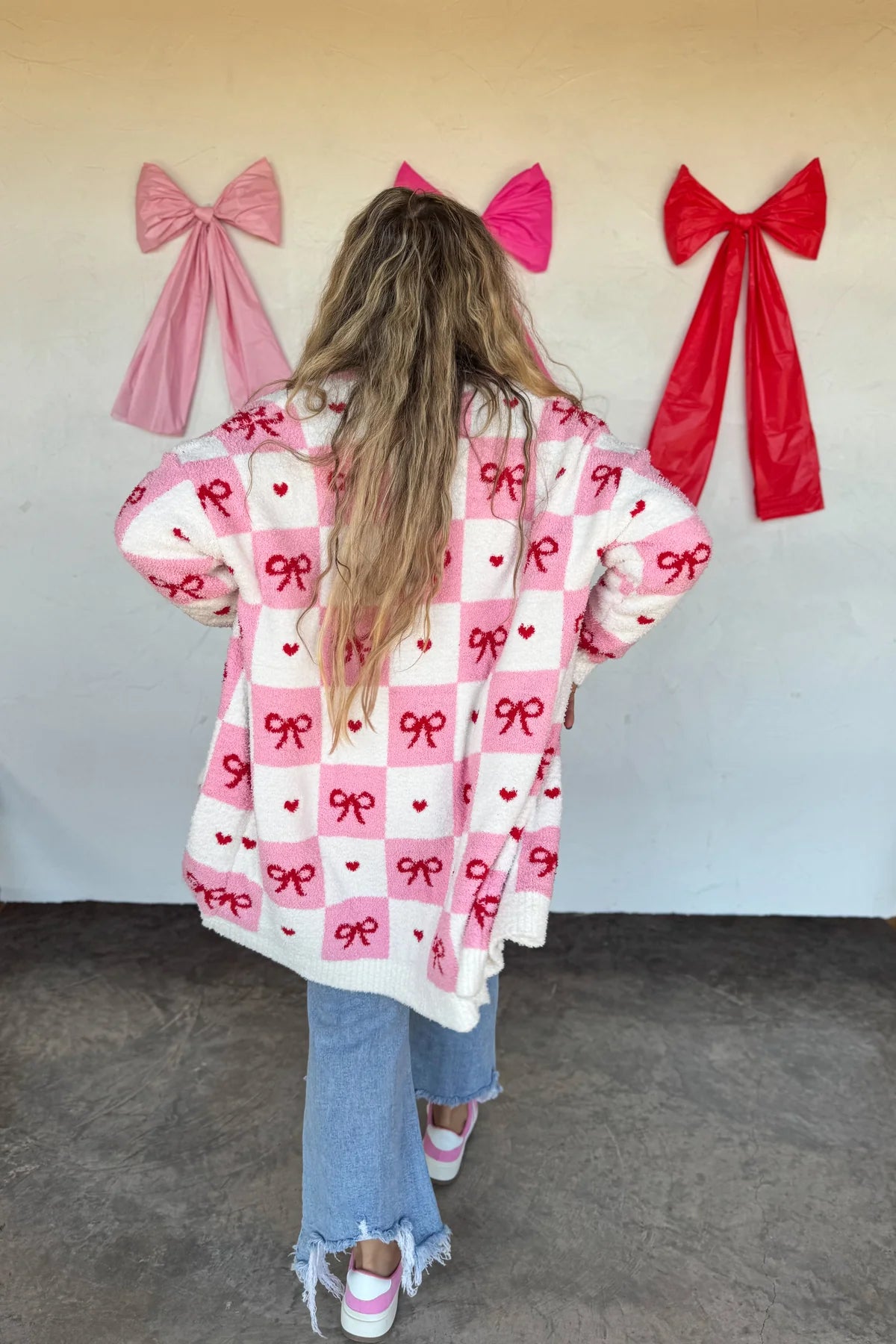 Pretty In Pink Checkered Cardigan
