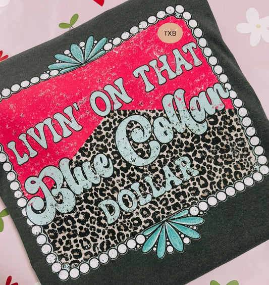 Livin’ Blue Collar Tee - Leopard
